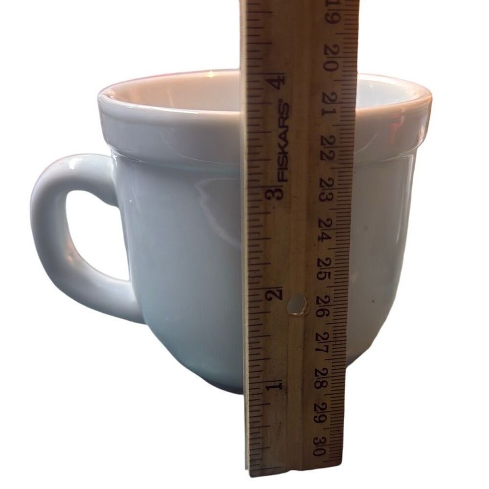 2 Pottery Barn White Wide Rim Bistro Suppertime Coffee Mugs Set of 2